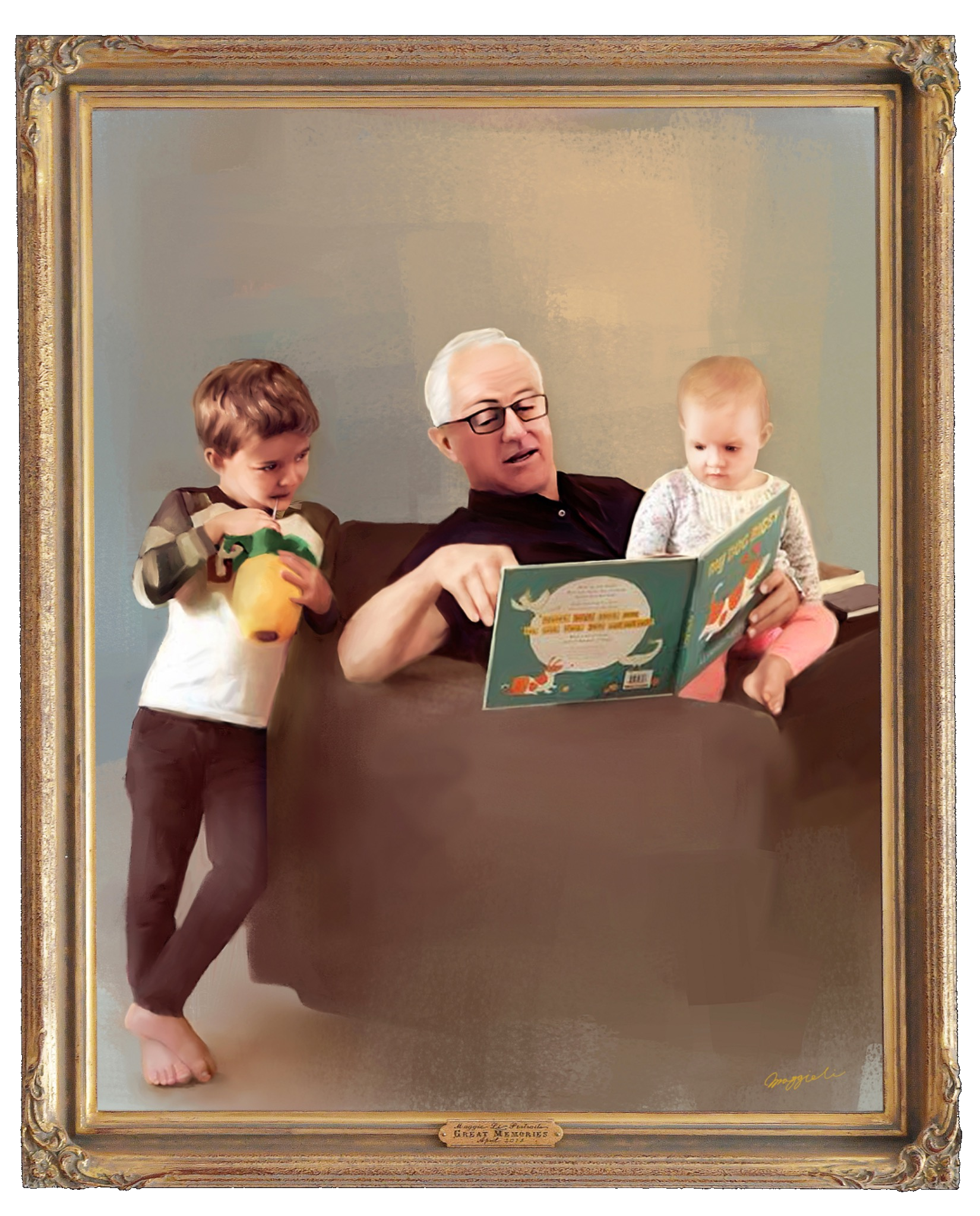 Maggie Li 创作的 Malcolm Turnbull 家庭肖像